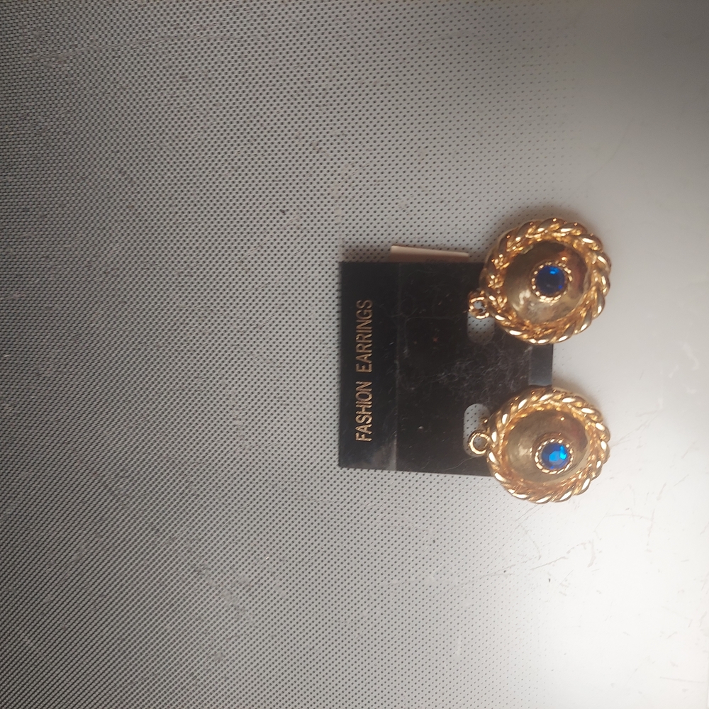 Gold and Blue Vintage-Inspired Stud Earrings